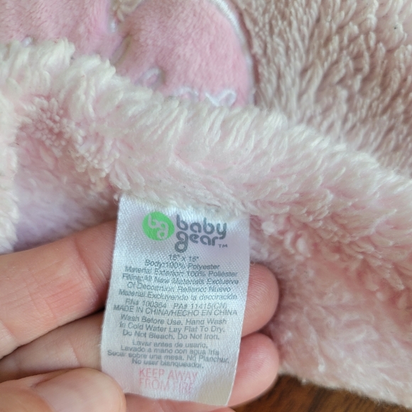 Security Toy Lovey Toy asoothing Toy Bear Pink and White - Picture 3 of 3